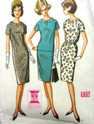7163 MCCALLS 1963 SS DRESS, TOP, SLIM SKIRT PATTERN 16 36B''; 12 32B CHOICE